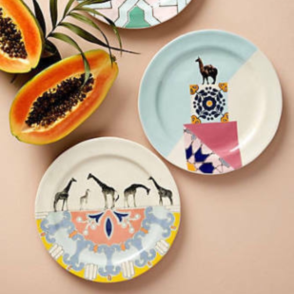 ANTHROPOLOGIE Art Deco Giraffe Dessert Plate NWT - Picture 3 of 3